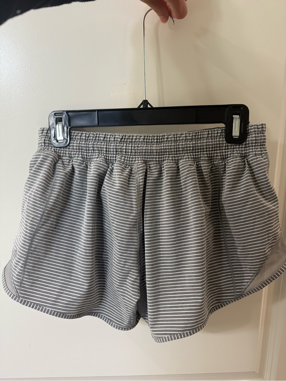 lululemon athletica Grey and White Striped Athletic Shorts. Hotty Hot 2.5